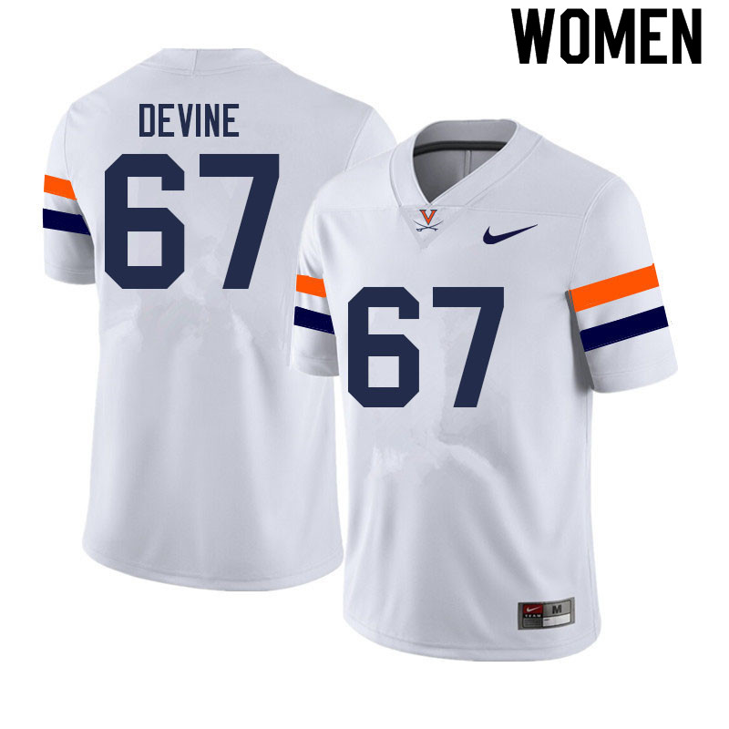 Women #67 Derek Devine Virginia Cavaliers College Football Jerseys Sale-White - Click Image to Close